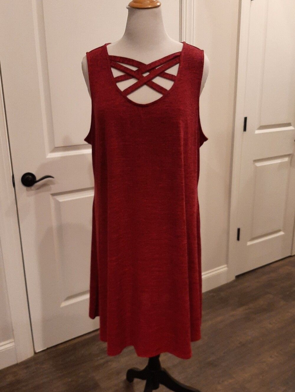 Jennifer Lopez JLO Red Crisscross Neck Swing Dress 2X Plus Size